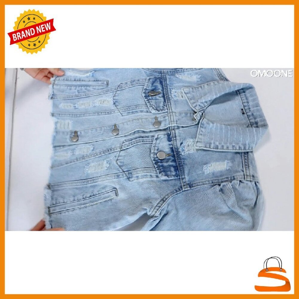 Ripped Puff Sleeve Denim Crop Top Long-Sleeve Jean Jacket - Picture 7 of 8